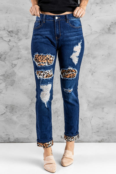 Splicing Hollow Out Ripped Jeans