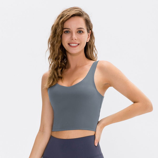 Solid Color Seamless Sports Lift Tank Top with Pad