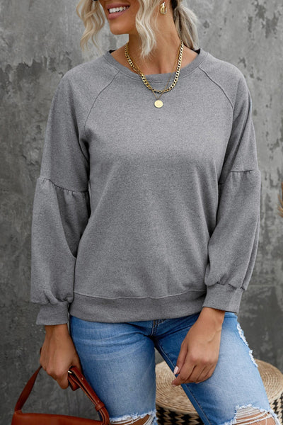 Raglan Patchwork Sleeve Pullover Sweatshirt